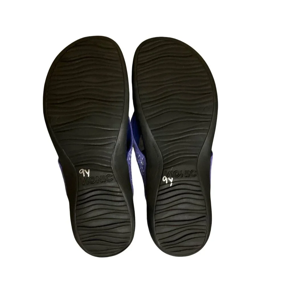 Vionic Womens Orthotic Flip-Flops Size 8 blue Studded   Footbed Slip-On Sandals - Picture 4 of 6